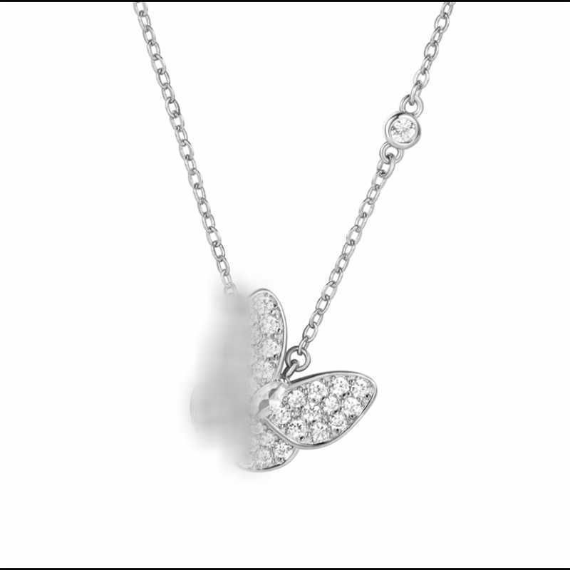 Platina diamanten vlinderketting-92