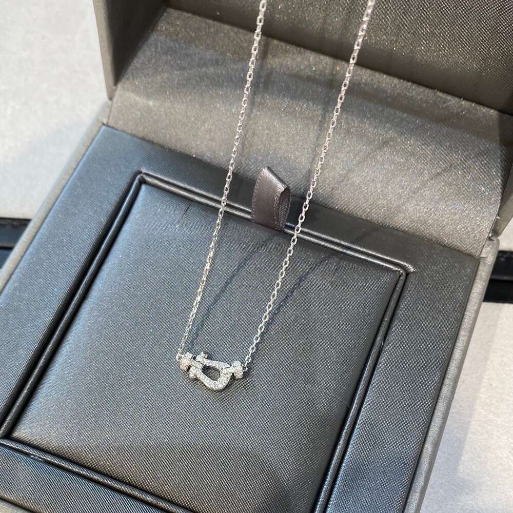 Collier en platine avec diamants en forme de fer à cheval