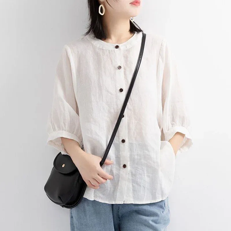 Cotton linen shirt A