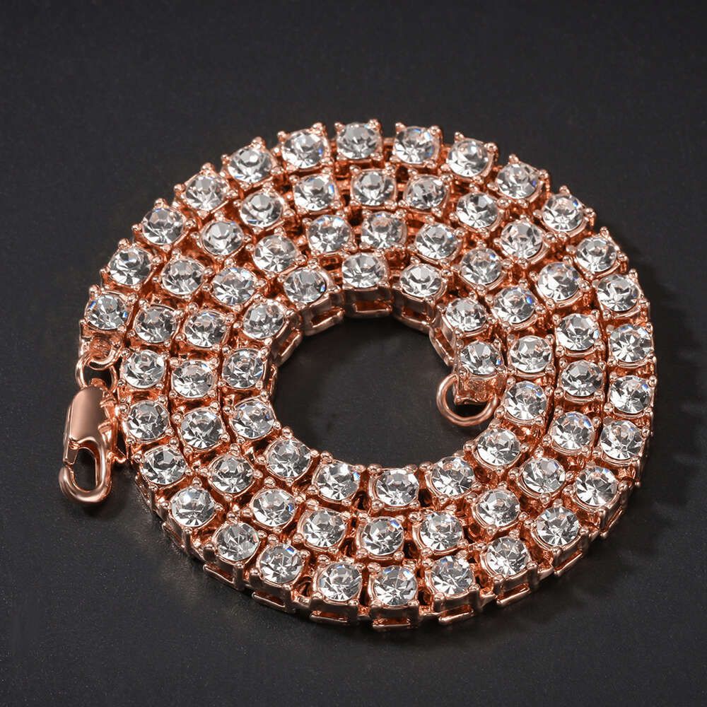 Rose Gold 28 Inch-Tennis Chain Necklace