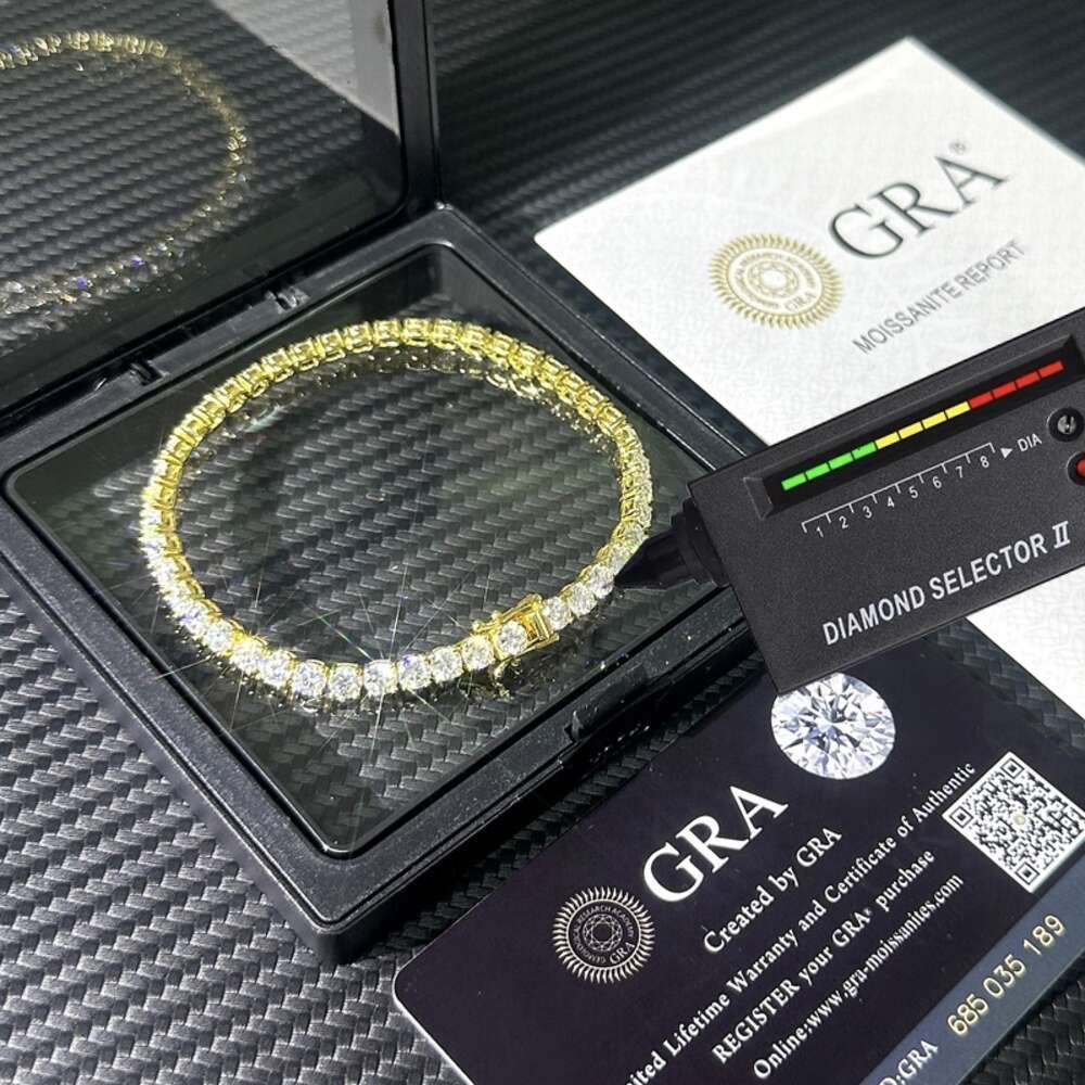 10K geel goud 3 mm Moissanite-6 inch