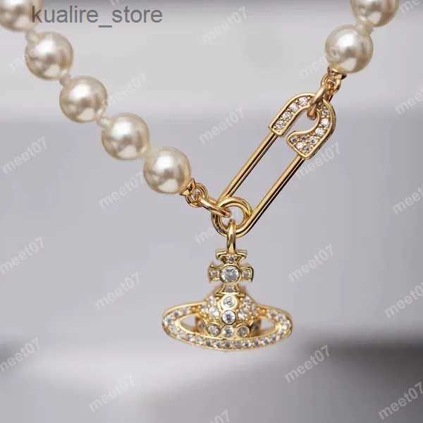 Collier de perle d'épingle en or