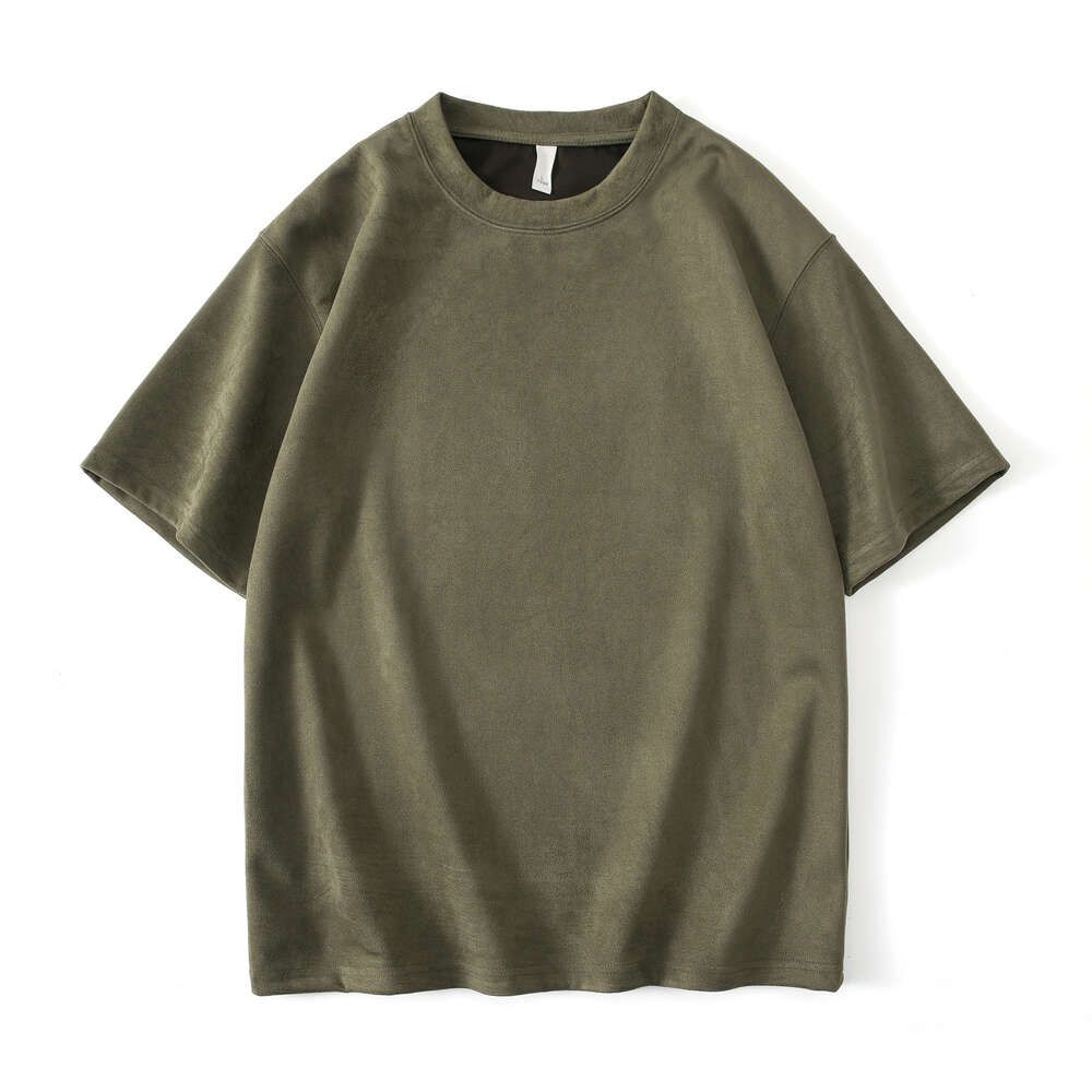 Suede short sleeved military green