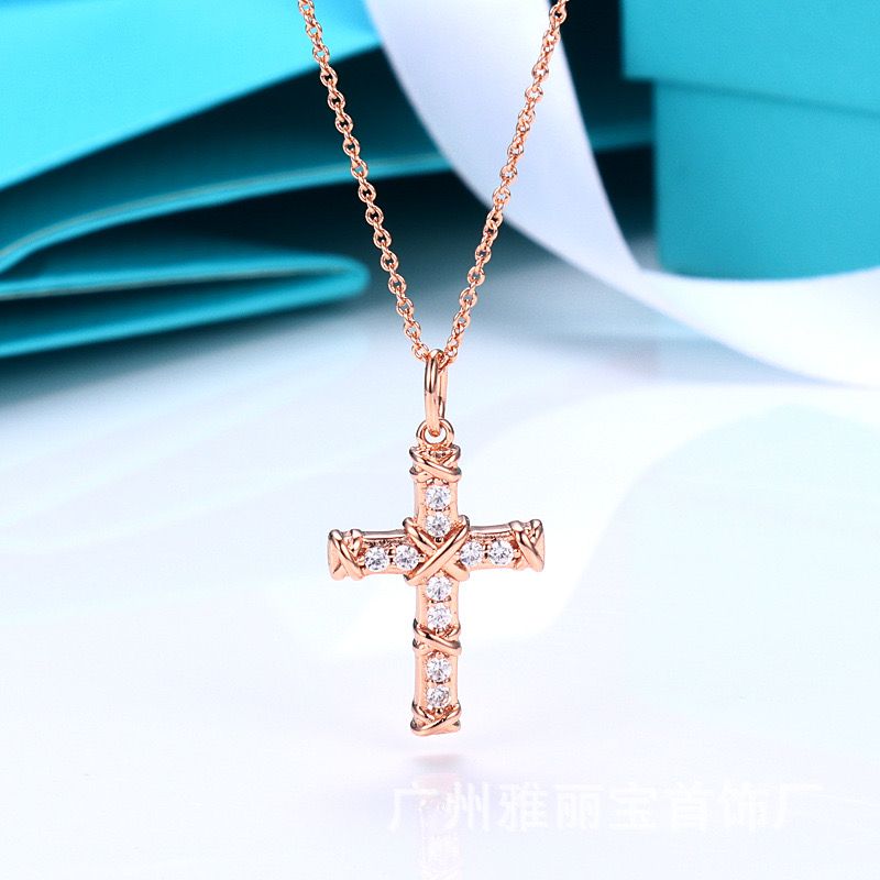 Cross Rose Gold Necklace