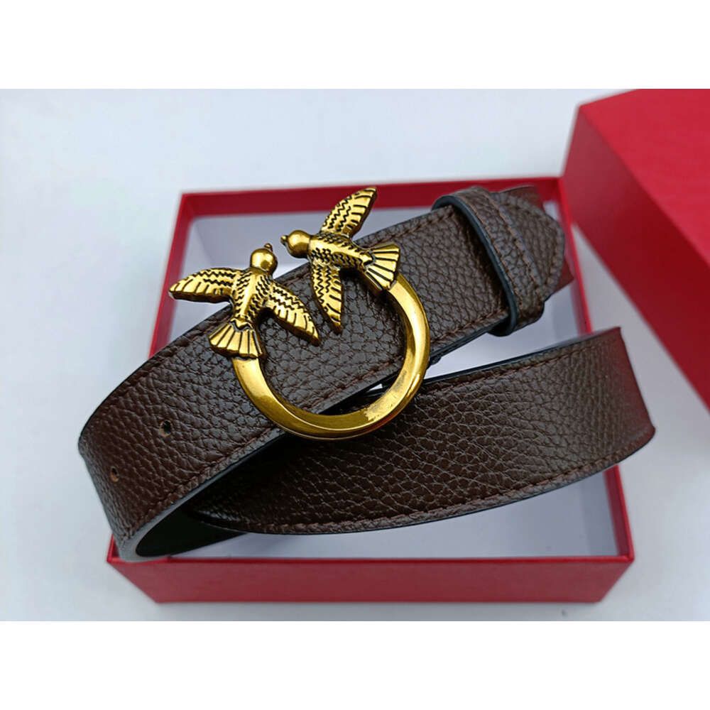 3,8 cm Swallow Gold Buckle Coffee färgat