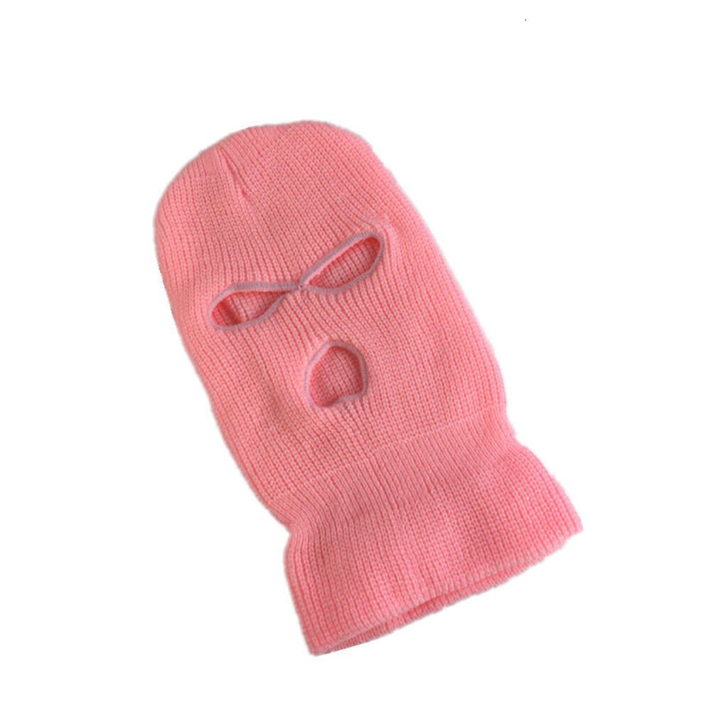 Cappello lavorato a maglia a tre fori - rosa