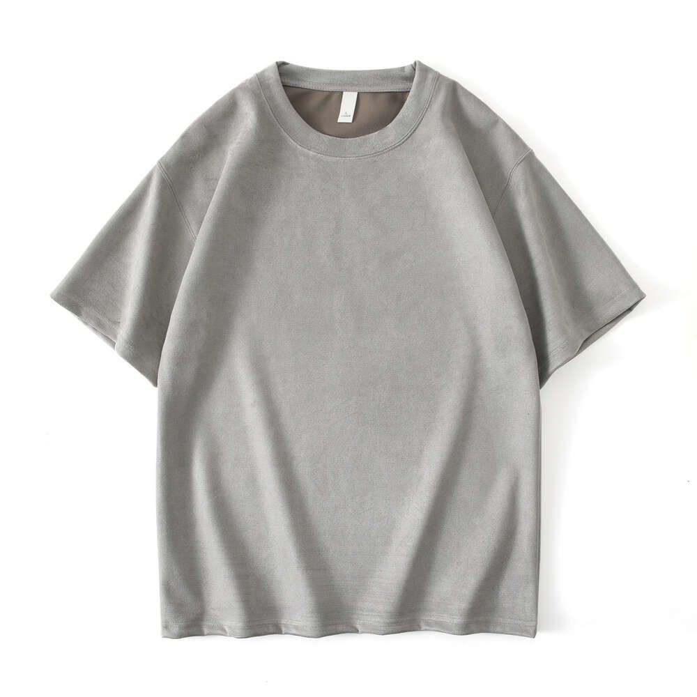 Suede short sleeved light gray