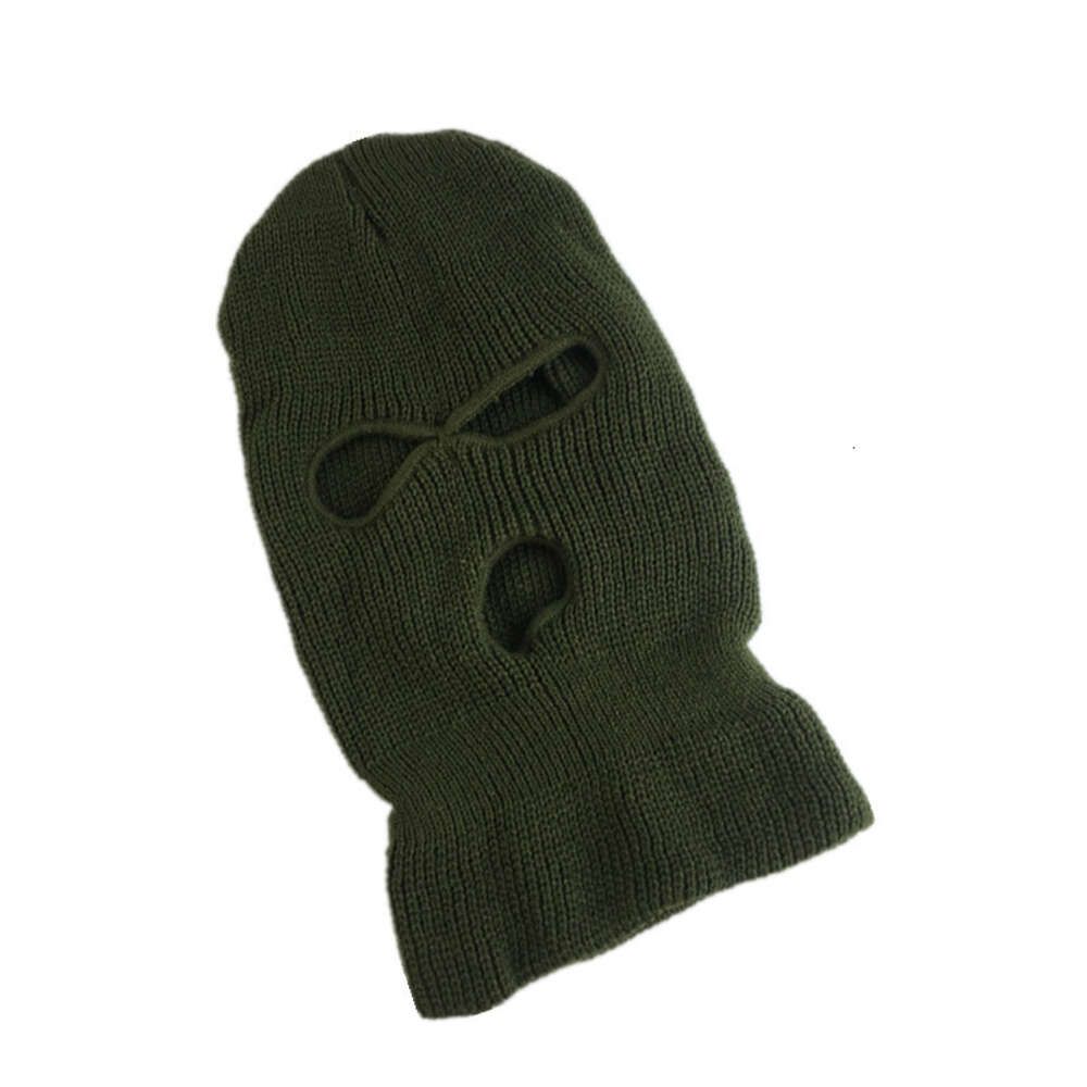 Cappello lavorato a maglia a tre fori - verde militare