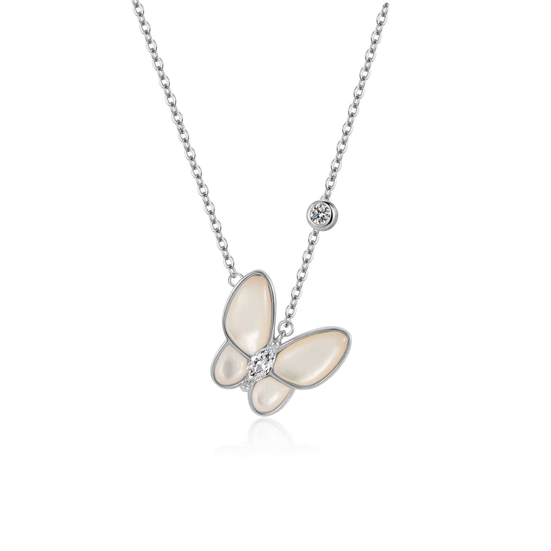 Collana a farfalla in oro bianco-925 argento