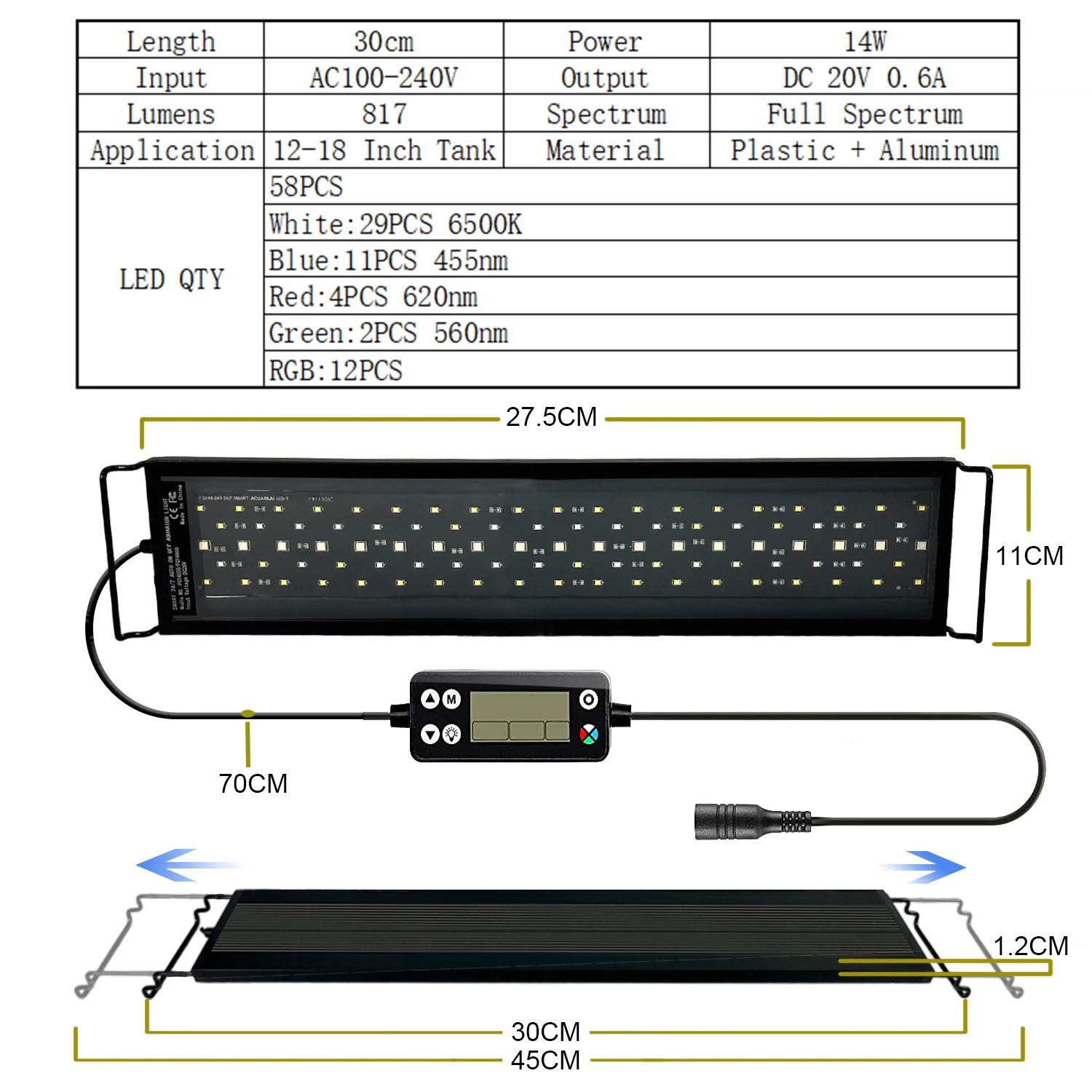 Kolor: 30 cm US Plug