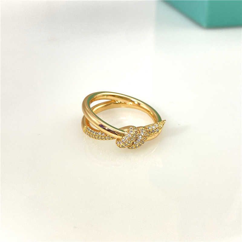 Rose Diamond Double Ring Knot Ring t H