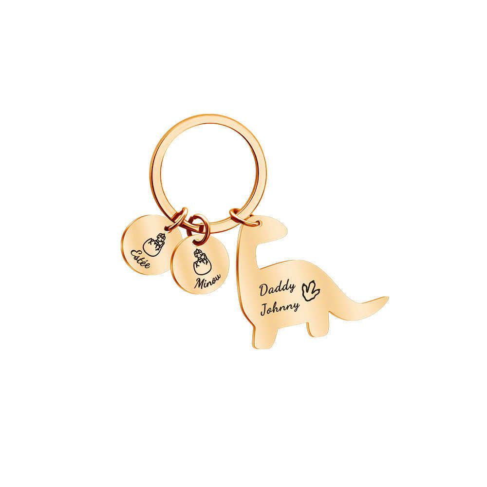 G3899 Gold KeyChain+Dinosaur+2 Circles