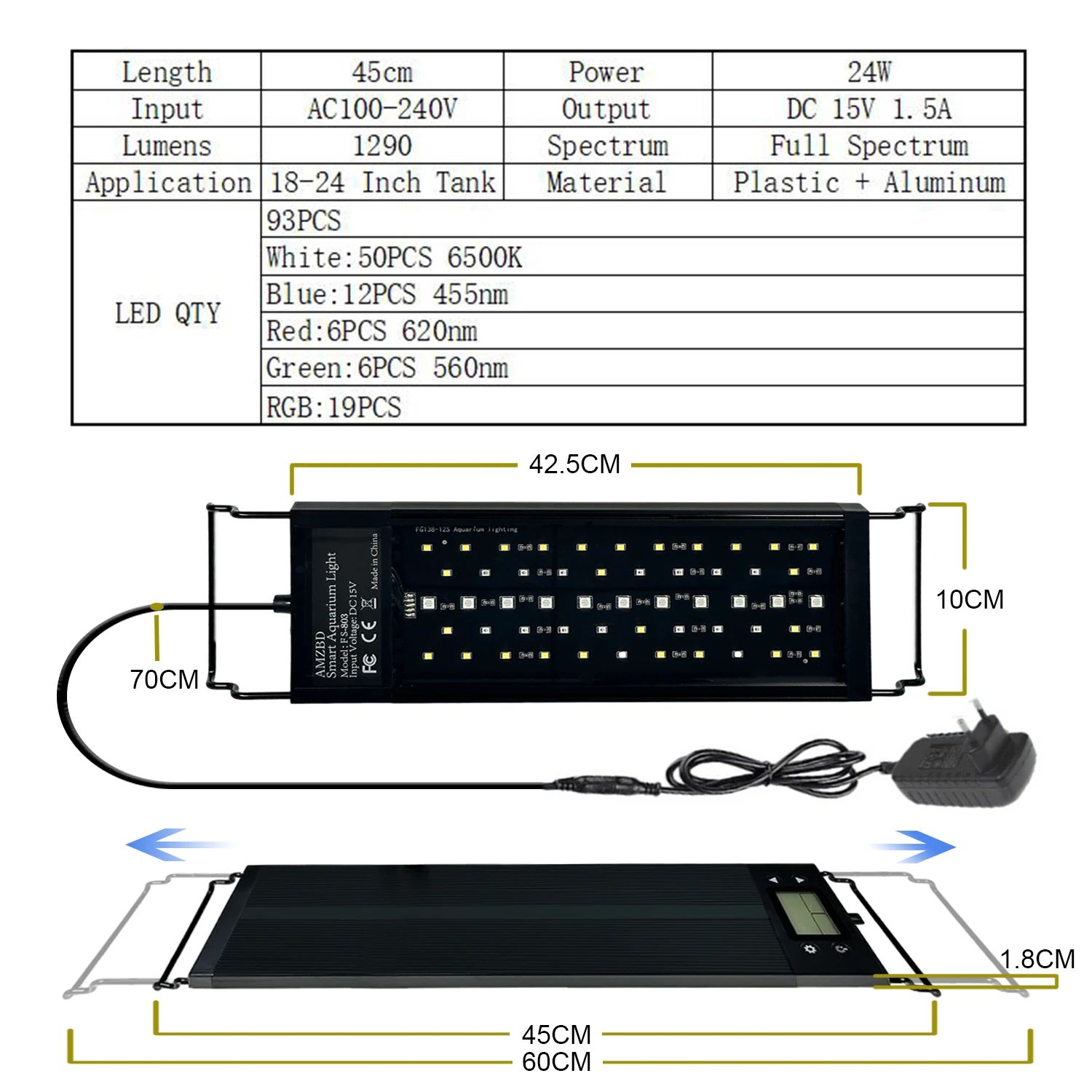 色：24W 18-24inch UK