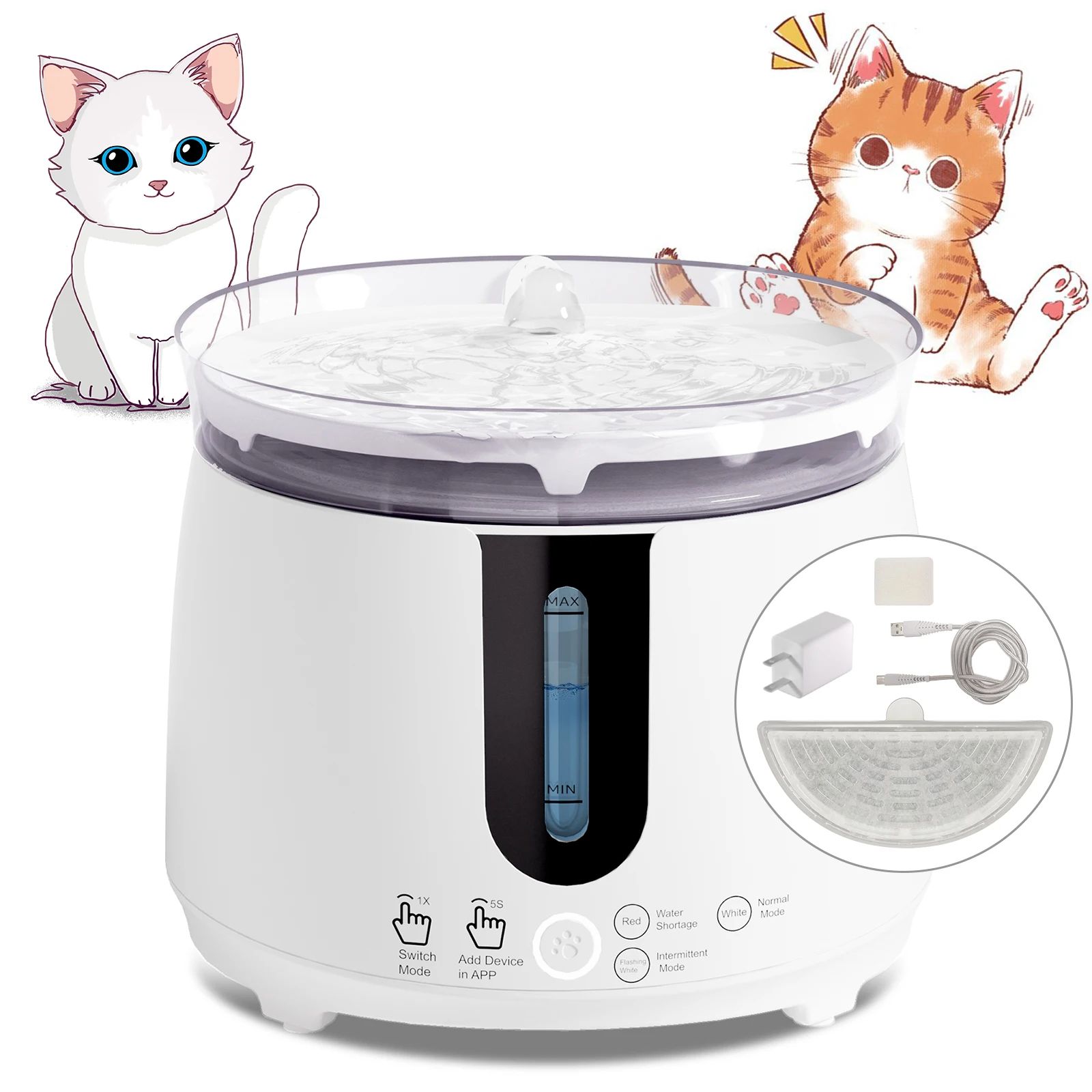 Color:cat water fountain