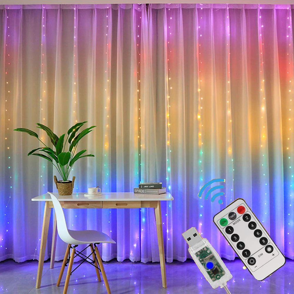 Couleur : arc-en-ciel. Taille : 3 x 1 m, 100 LED.