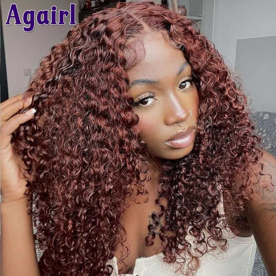 붉은 브라운 -16inches-13x4x1wig 150de