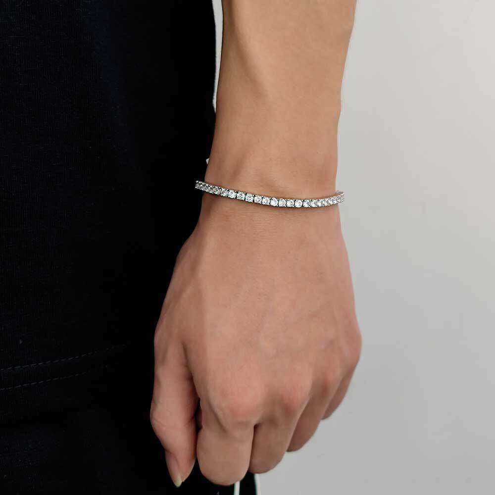 Argento larghezza 3 mm)-Bracciale 7 pollici