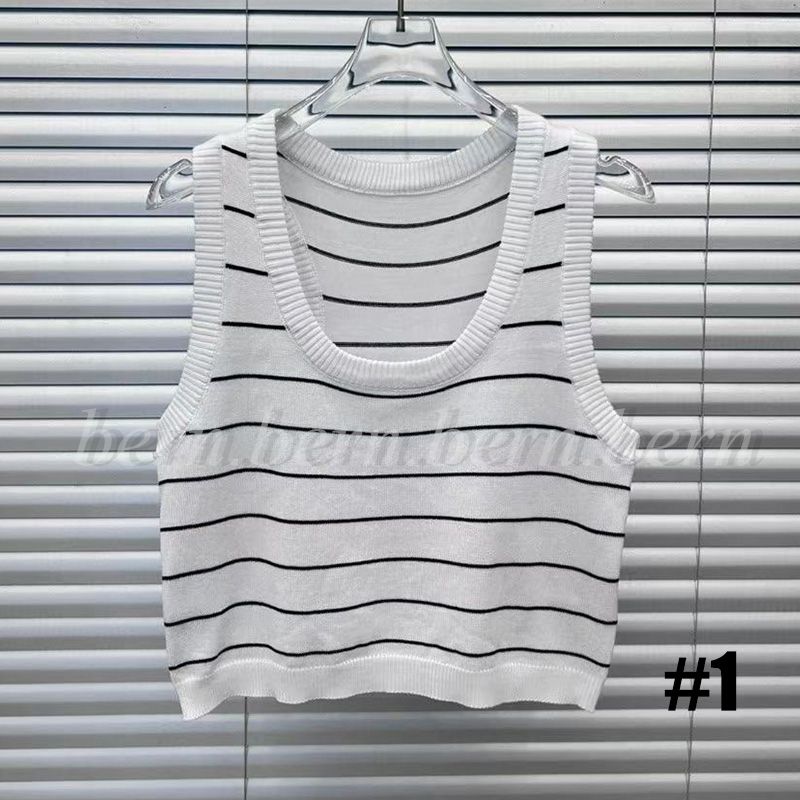 #1 Short Tank Top-White Stripe