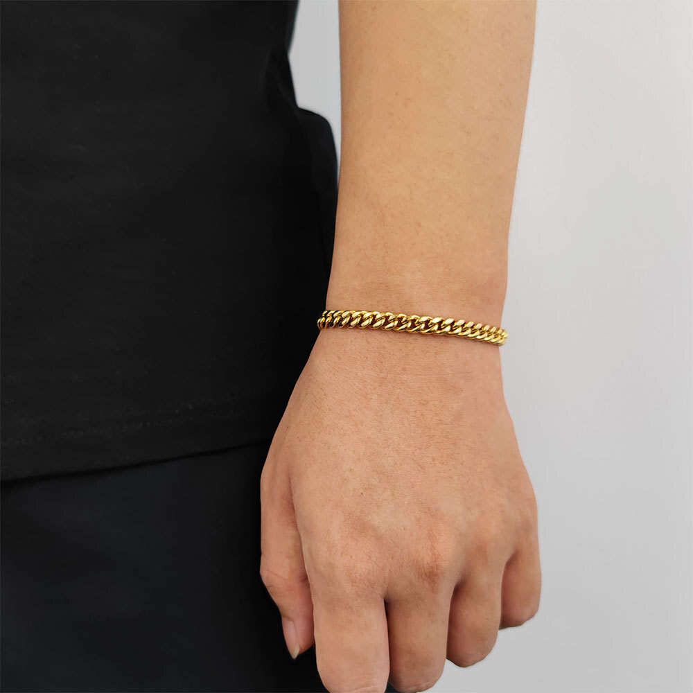 Gold width 6mm)-Bracelet 7 inches length