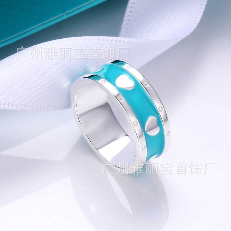 Blue Enamel Love Ring