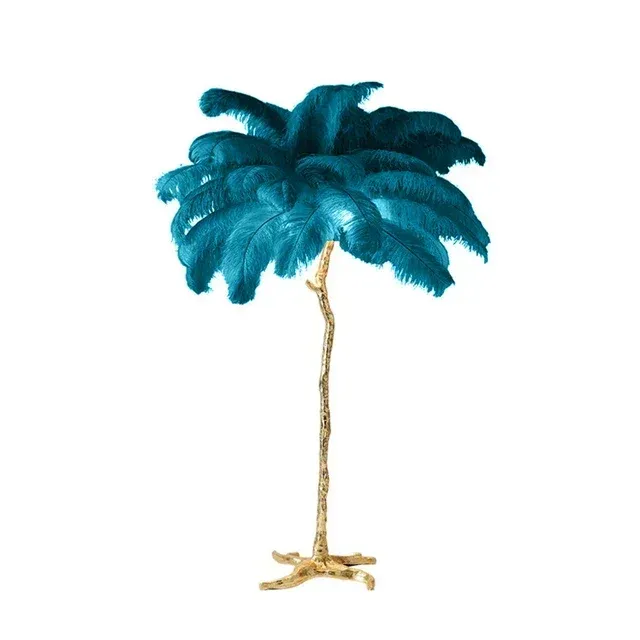 UK Plug H170cm 35 feathers Peacock Blue