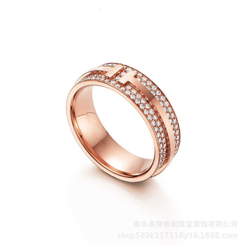 Double t Stone Inlaid Rose Gold