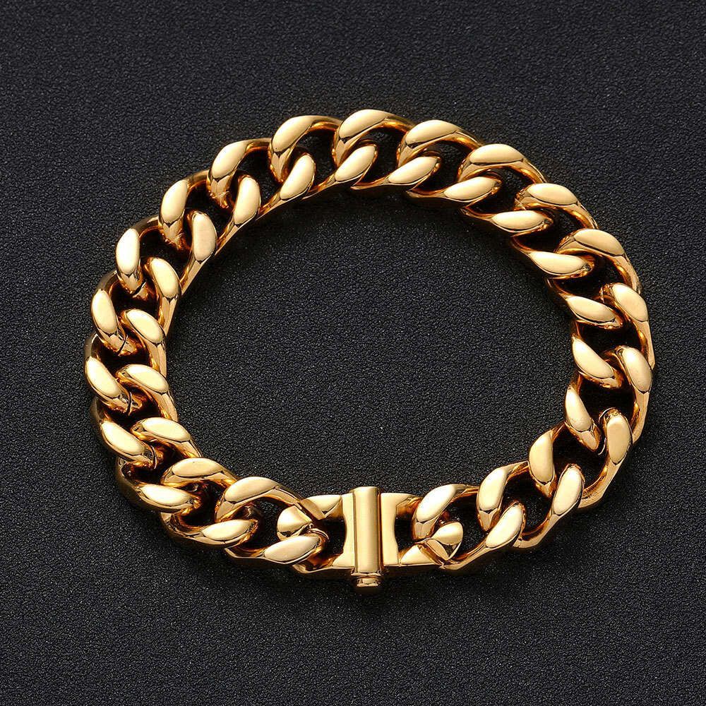 Złota szerokość 10 mm) -Bracelet 7 cali