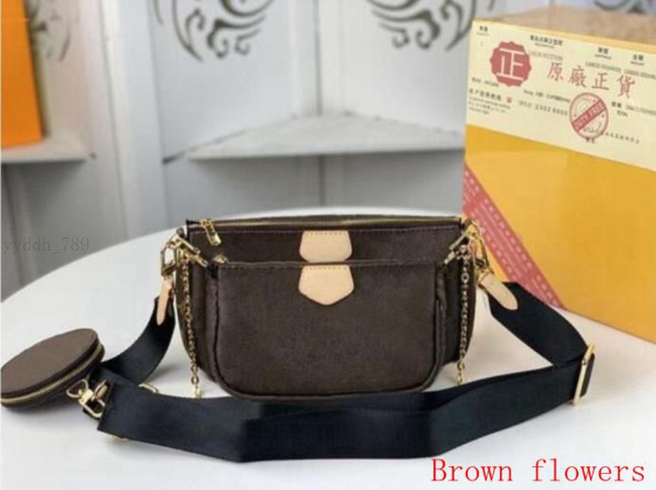 Brown flowers black shoulder strap