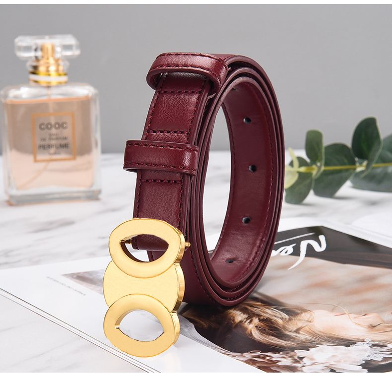 Wine red belt +gold buckle