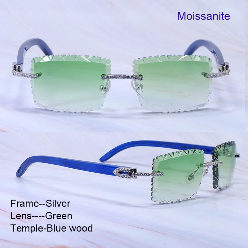 Moissanite bleu bois argent vert