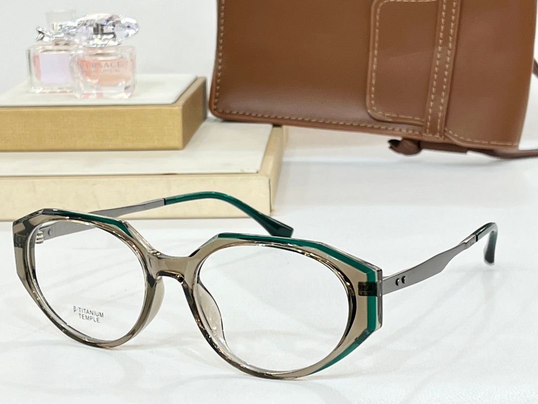 Grey green frame clear lens