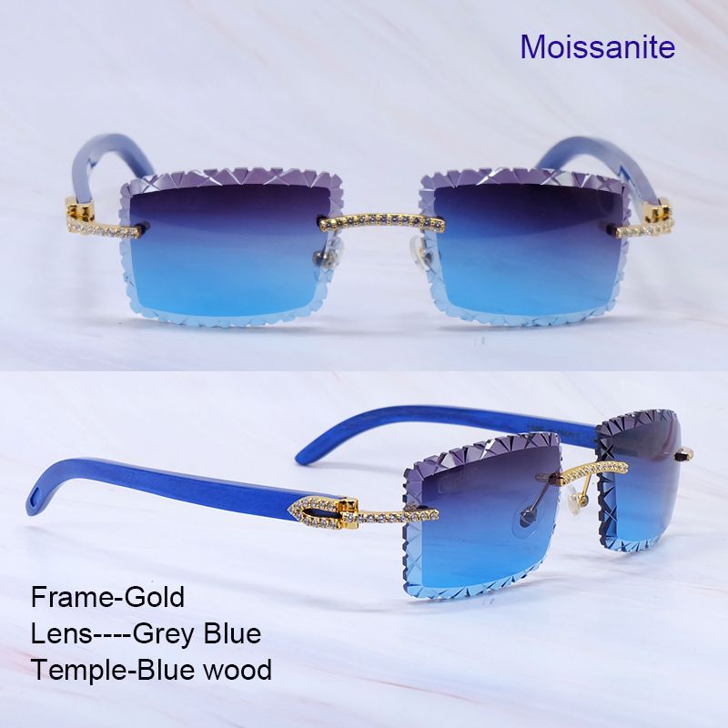 Moissanite blue wood gold grey blue
