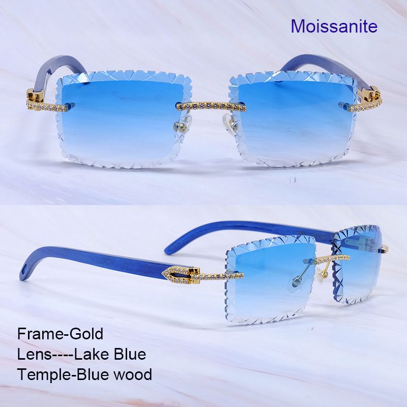 Moissanite bleu bois or lac bleu