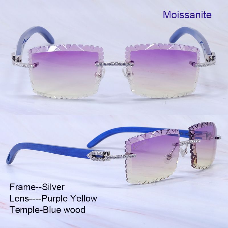 Moissanite bois bleu argent violetjaune