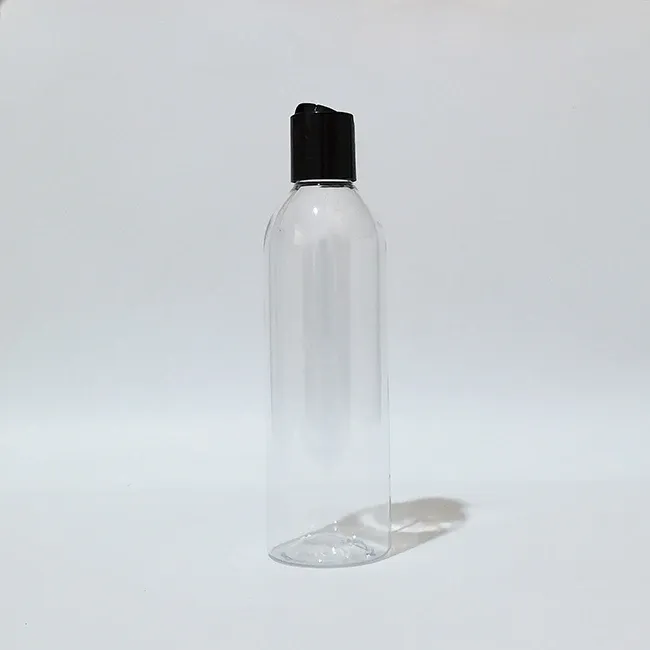 Frasco plástico transparente preto de 250ml