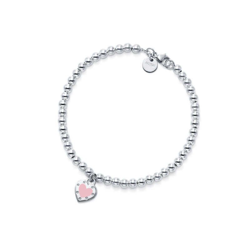 Bracelet rivet en émail rose-16cm