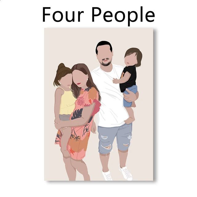 Canvas Four People-60x80cm ingen ram