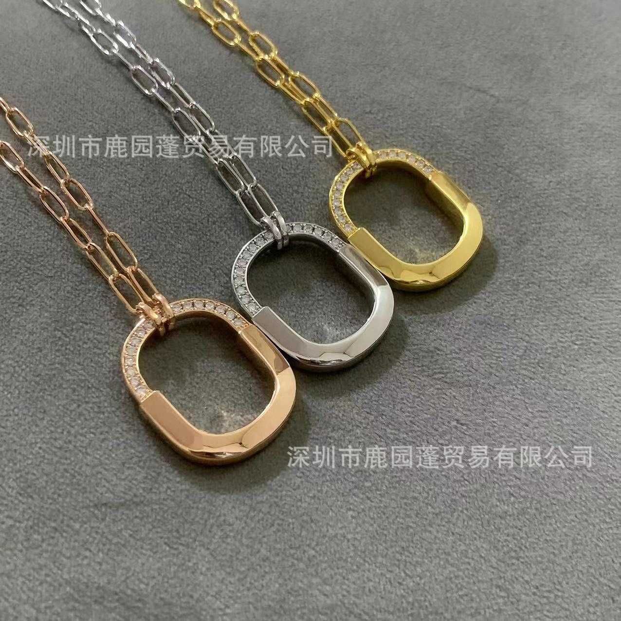 Lock Half Diamond Necklace White Gold