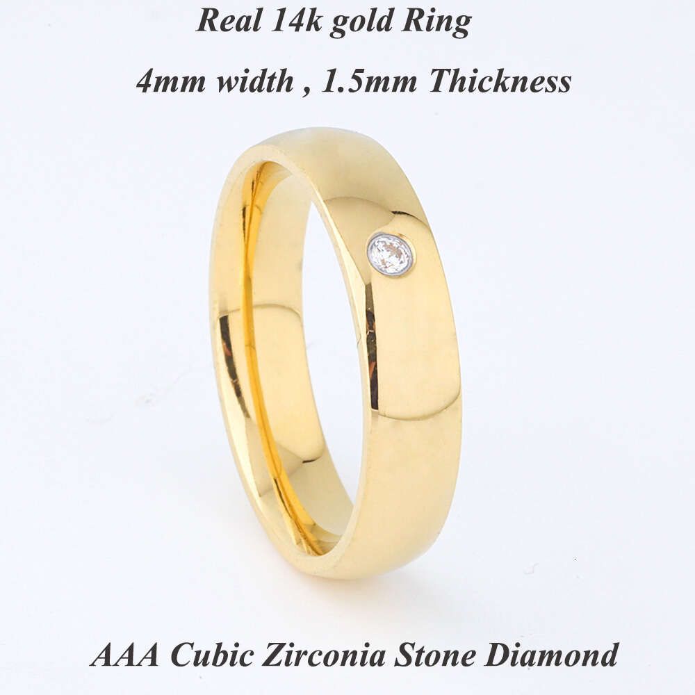 P1412 Anello in oro 14k con zirconi da 4 mm