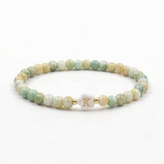 Chaîne 2023 Nouvelle Fleur Et Lettre Hexagonale Initiale Bracelet À Breloques En Perles Colorées Pour Femmes Bijoux CadeauL24_voghion.com