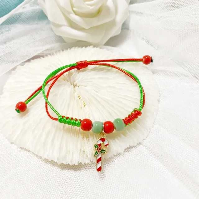 2022 mode Rot Grün Weihnachten Themed für Frauen Anta Claus Hand Kette Krücke Rentier Armband Partei Schmuck GiftsL24_voghion.com