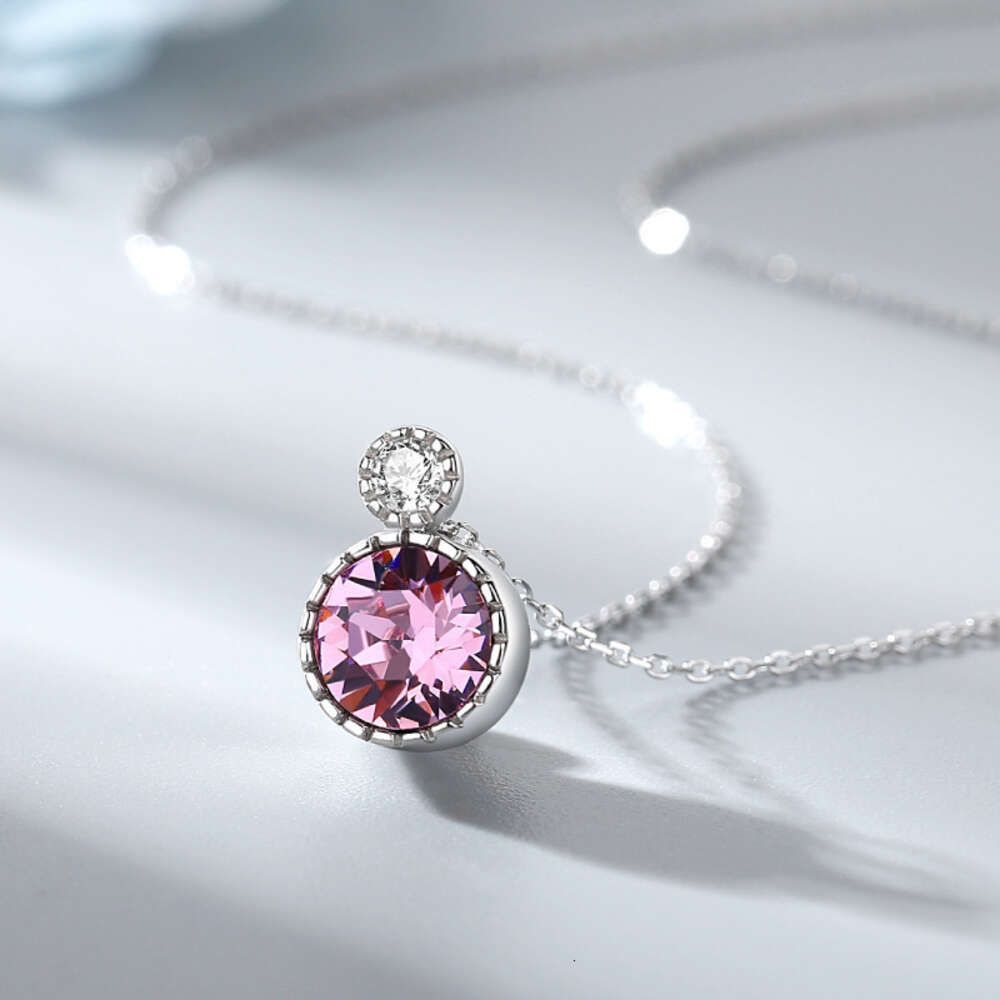 Argento cristallo rosa liscio-925