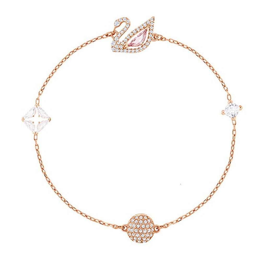 Conteneur de bracelet cygne en diamant rose