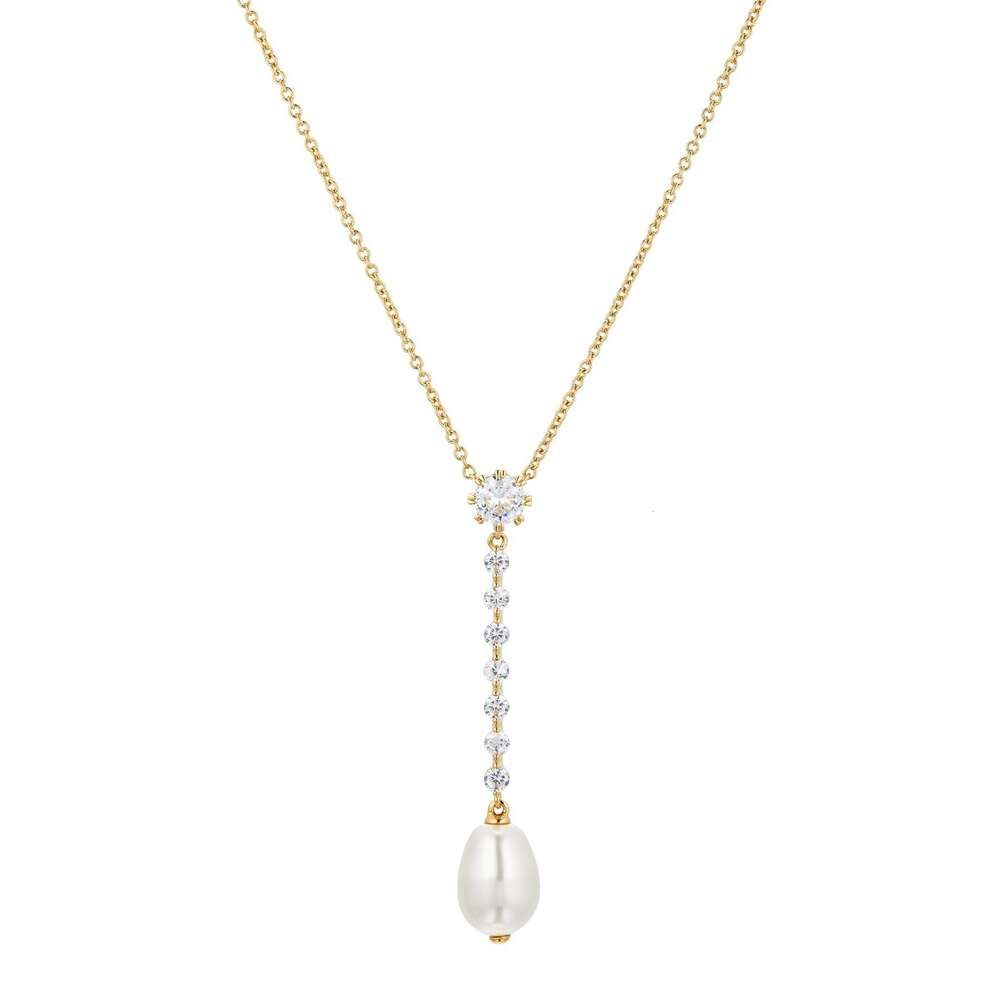 Pearl Zircon Necklace (guld)