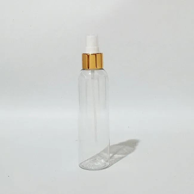 Bouteille en plastique transparent de 150 ml, dorée