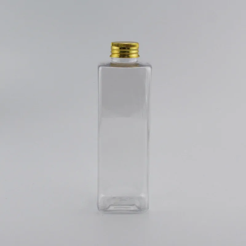 Bouteille en plastique transparent de 250 ml, dorée