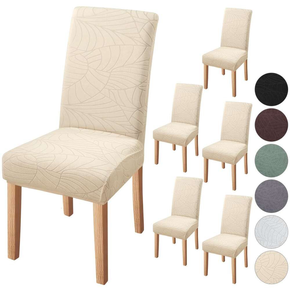 Beige bladjacquard, 4 stuks