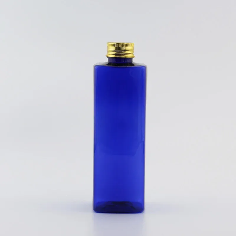 Bouteille bleue en plastique de 250 ml, dorée