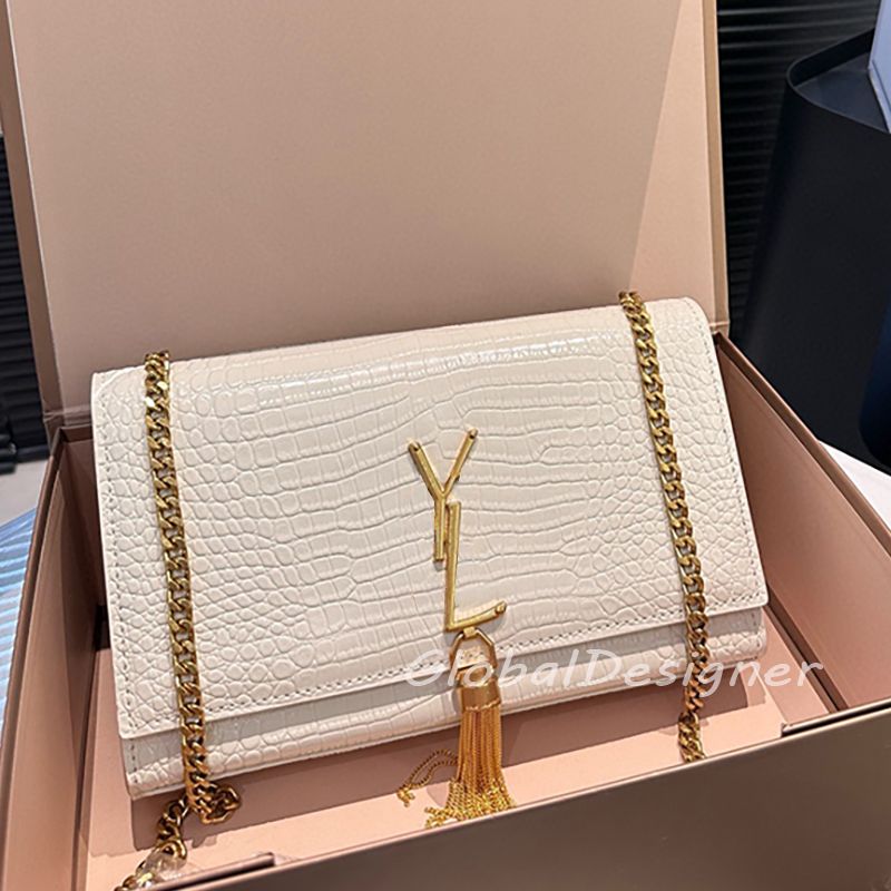 White With Gold Crocodile Leather