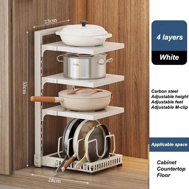 4-tiers White Rack